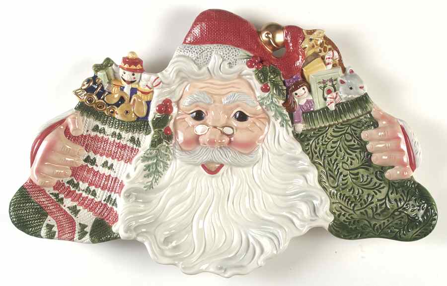 Old Fashioned Christmas Santa 3 Section Server by Fitz & Floyd-1
