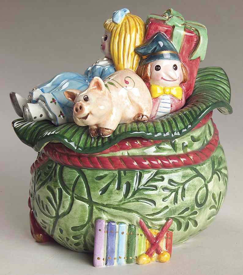 Old Fashioned Christmas Sugar Bowl & Lid by Fitz & Floyd-1
