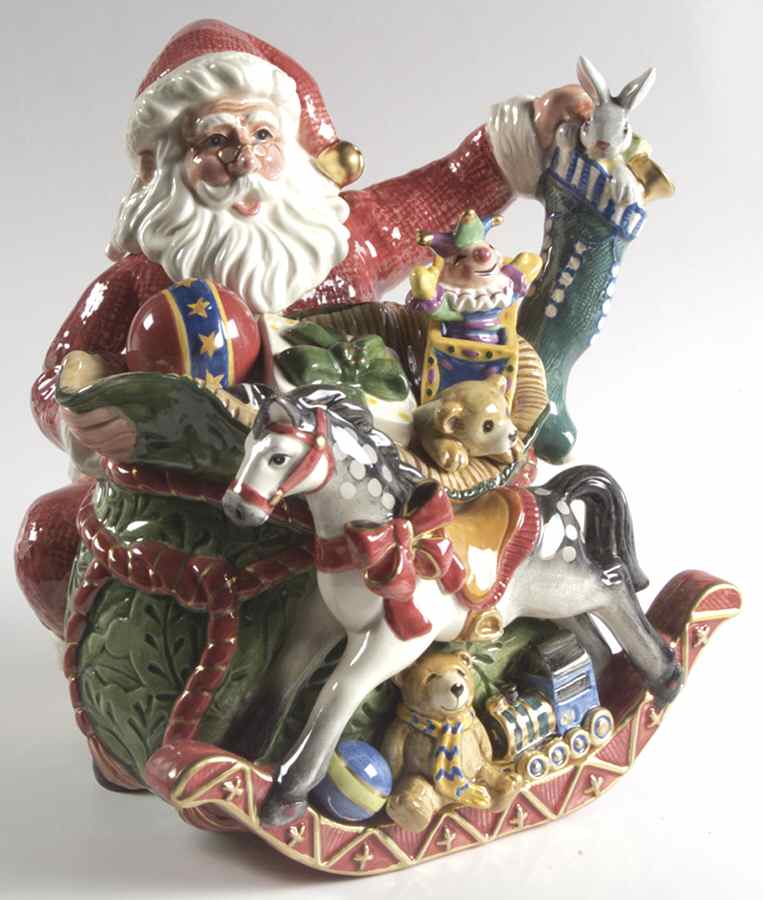 Old Fashioned Christmas Teapot & Lid by Fitz & Floyd-1