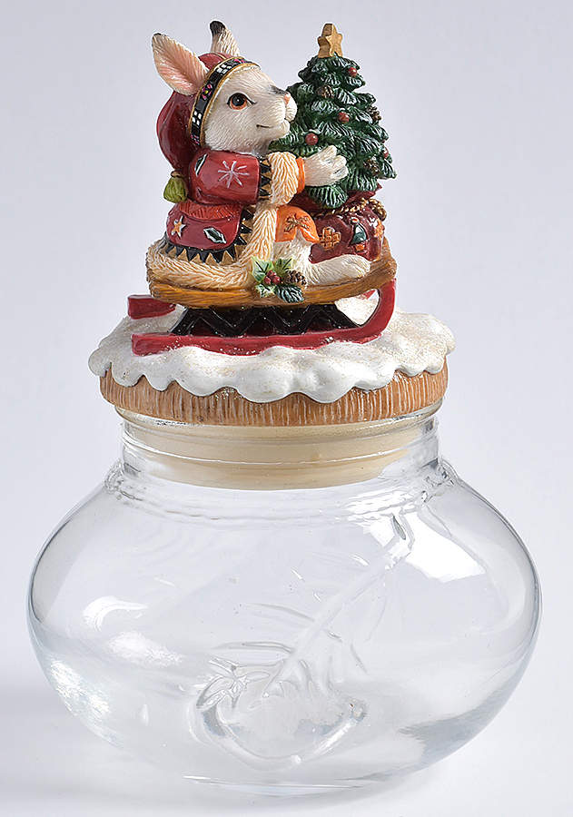 Christmas Lodge Small Glassware Storage Jar & Lid by Fitz & Floyd-1