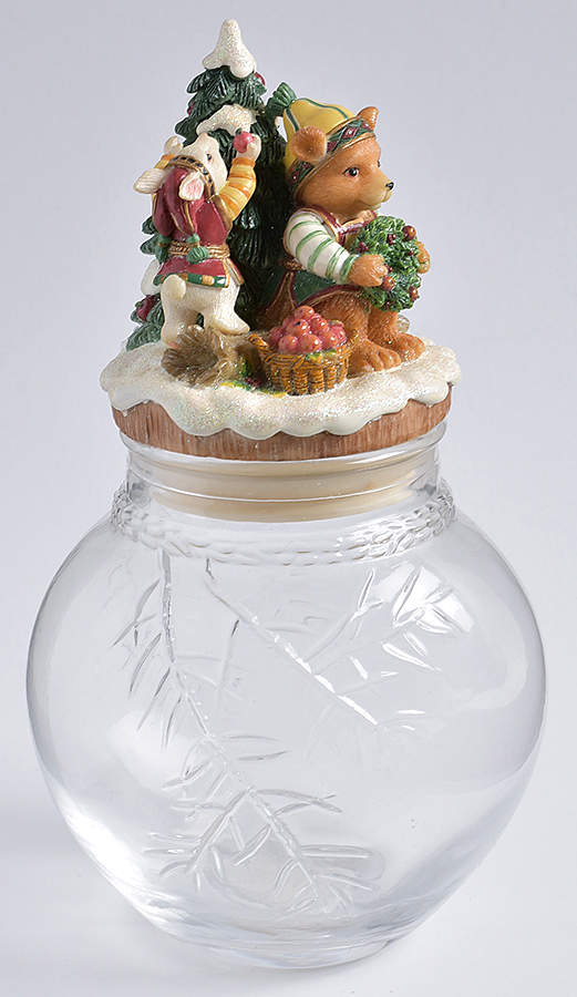 Christmas Lodge Medium Glassware Storage Jar & Lid by Fitz & Floyd-1