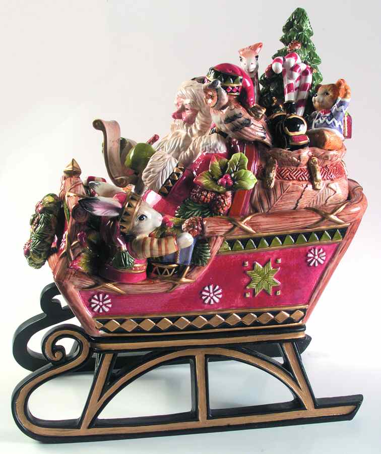 Christmas Lodge Cookie Jar & Lid by Fitz & Floyd-1
