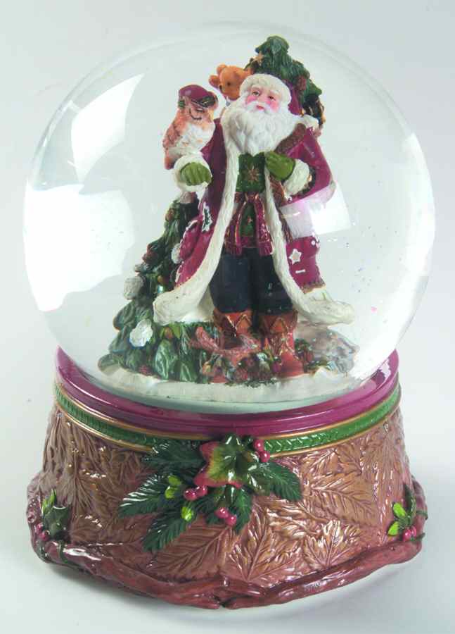 Christmas Lodge Musical Water Globe by Fitz & Floyd-1