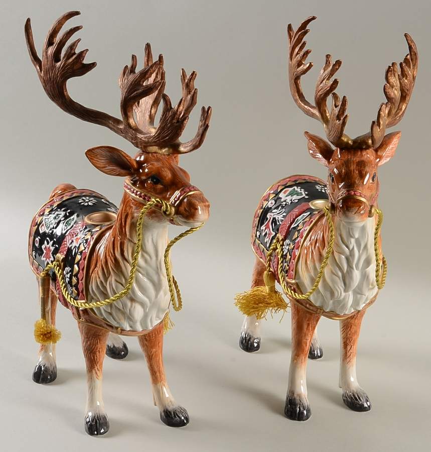 Christmas Lodge Deer Candlesticks No Stopper - Set of 2 by Fitz & Floyd-1