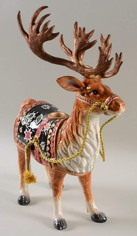 Christmas Lodge Deer Candlestick No Stopper by Fitz & Floyd-1