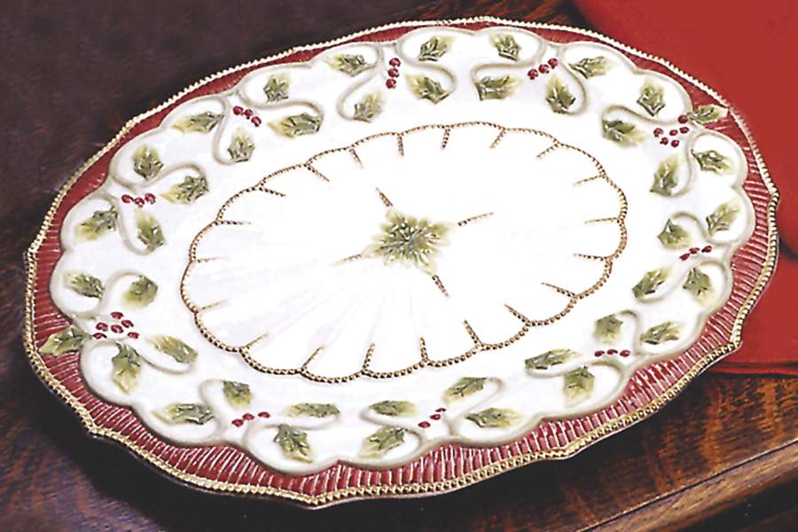 Santa's Flight 17" Oval Serving Platter by Fitz & Floyd-1