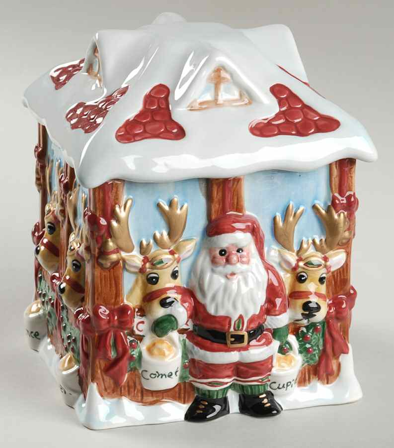 Deer Santa Candy Jar & Lid by Fitz & Floyd-1