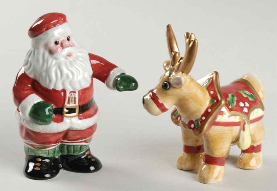 Deer Santa Salt & Pepper Set by Fitz & Floyd-1