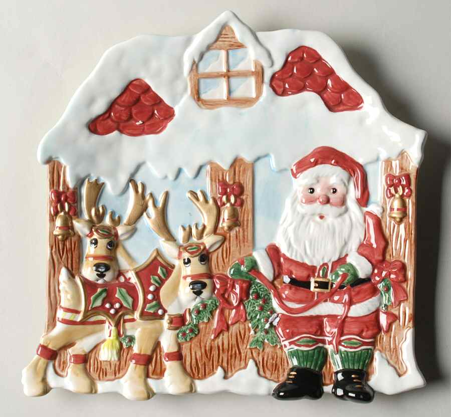 Deer Santa Canape Plate by Fitz & Floyd-1