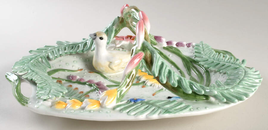 Floral Swan 12" Handled Basket by Fitz and Floyd-1