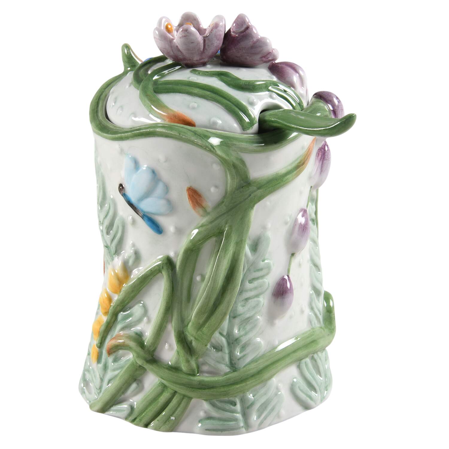Floral Swan Sugar Bowl & Lid by Fitz and Floyd-1