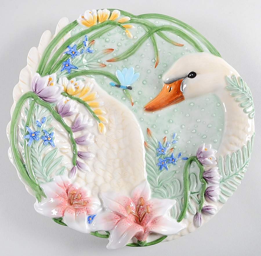 Floral Swan Canape Plate by Fitz & Floyd-1