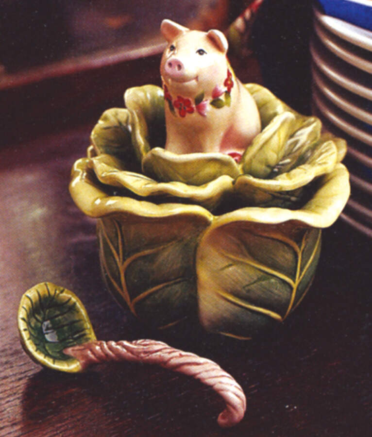 Country Chic Condiment Jar & Lid w/Spoon by Fitz & Floyd-1