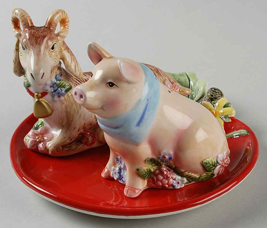 Country Chic (3 Pc) Salt & Pepper Tray Set by Fitz & Floyd-1