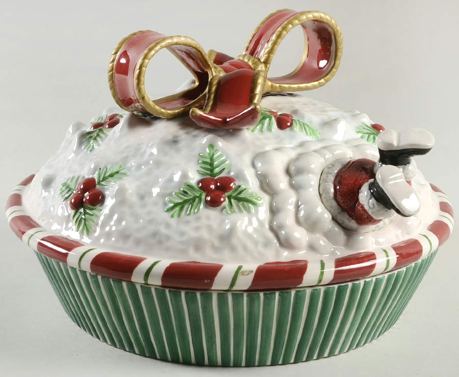 Yultide Holiday Accessories Pie Plate Safe with Ceramic Lid by Fitz & Floyd-1