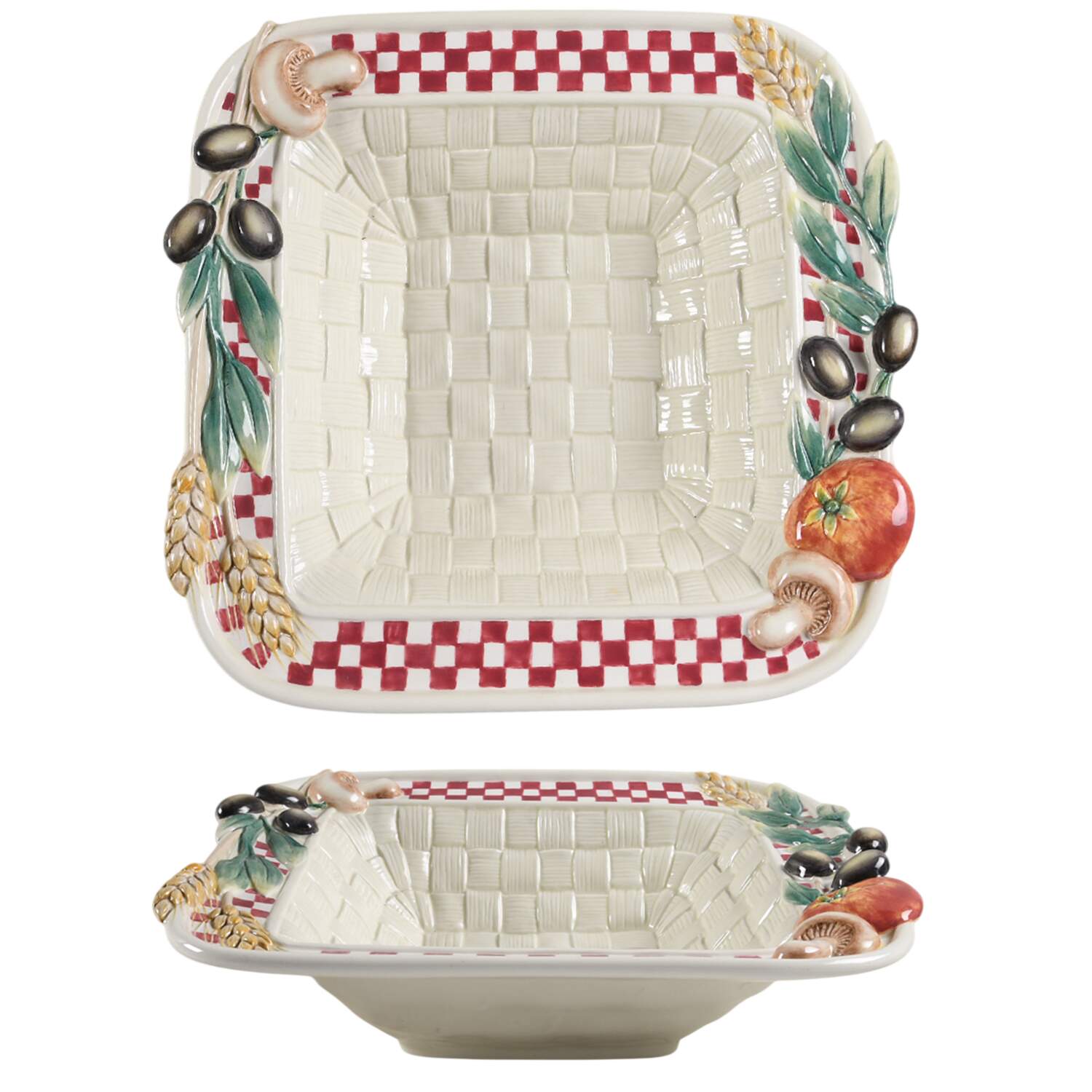 Papa Paisano 12" Square Vegetable Bowl by Fitz & Floyd-1
