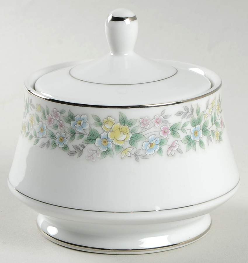 Elegance (Platinum Trim) Sugar Bowl & Lid by Fine China of Japan-1