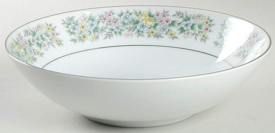 Elegance (Platinum Trim) 9" Round Vegetable Bowl by Fine China of Japan-1