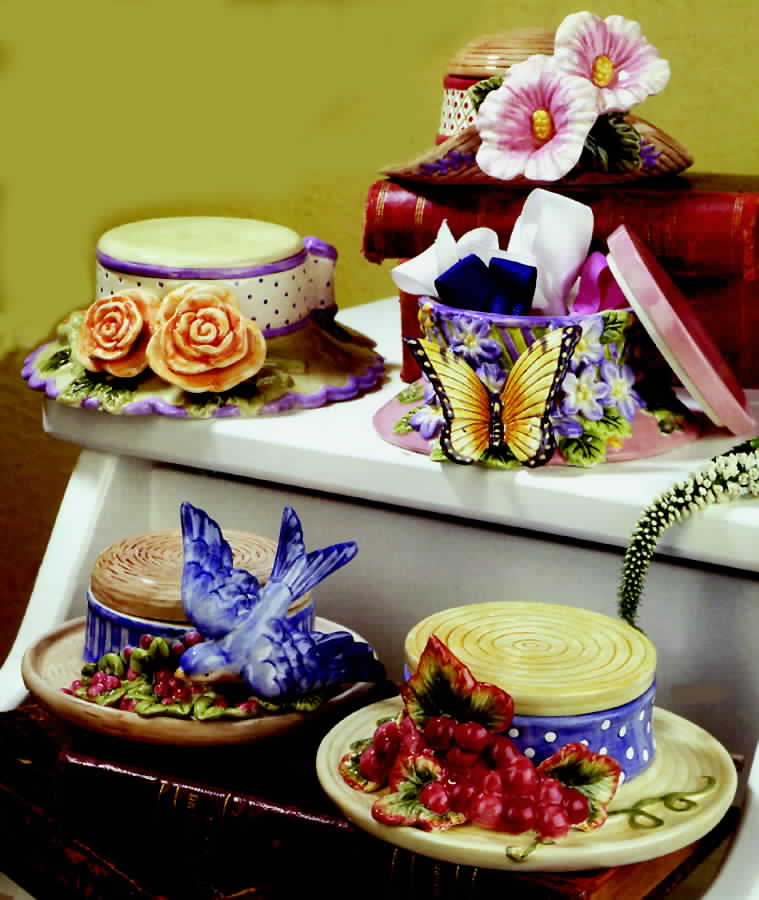 Hat Boxes Round Box & Lid by Fitz and Floyd-1