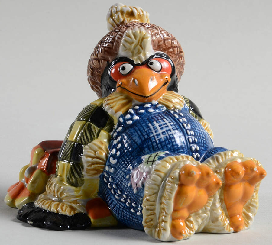 Scary Crow Tumbling Crow Figurine Sitting by Fitz & Floyd-1