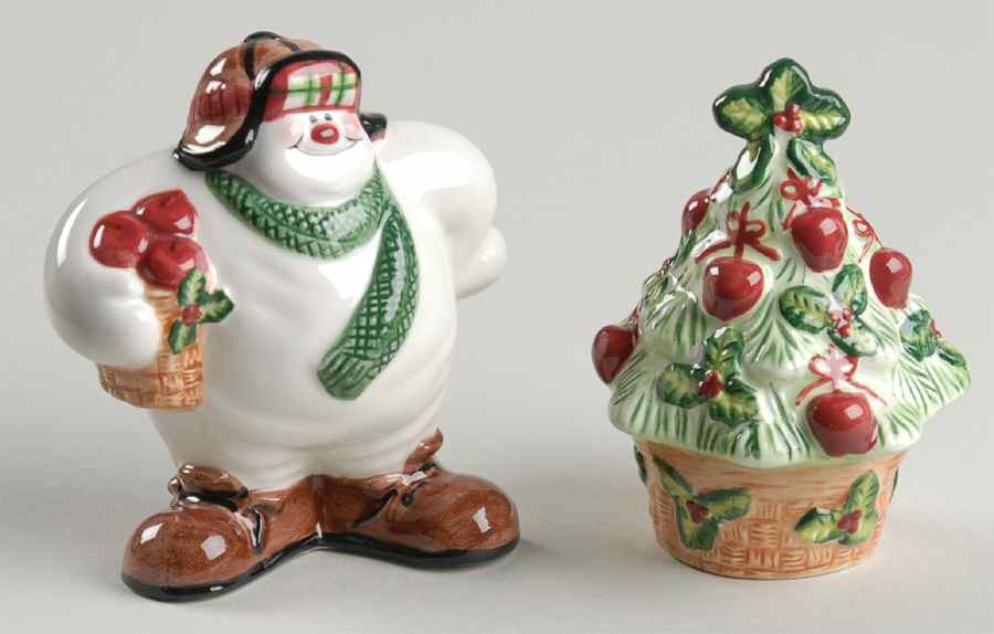 Appletree Snowman Salt & Pepper Set by Fitz & Floyd-1
