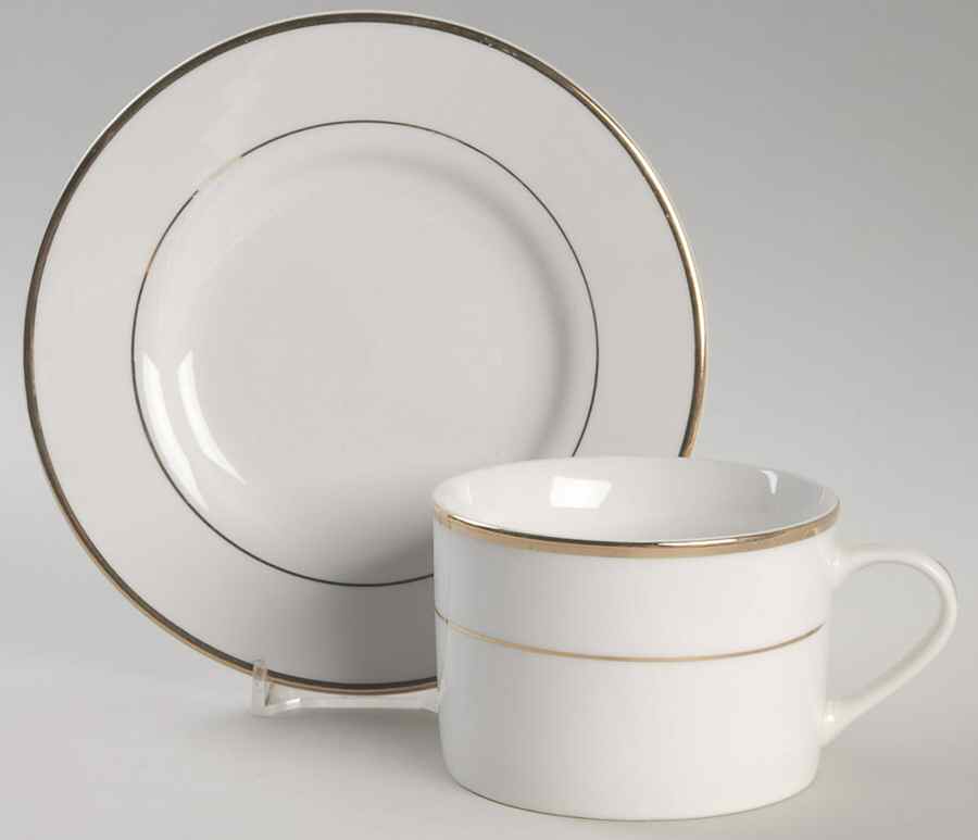 Vintage Gold Flat Cup & Saucer Set by Farberware-1