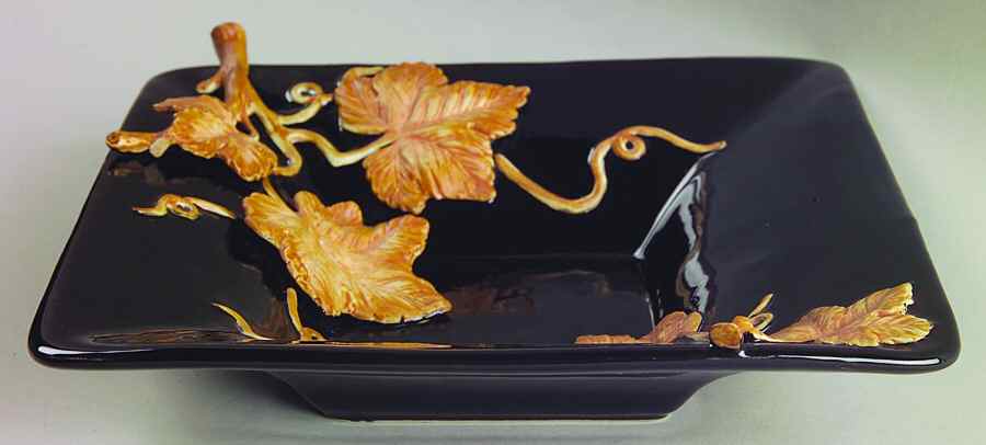 East West Black 9" Square Vegetable Bowl by Fitz & Floyd-1