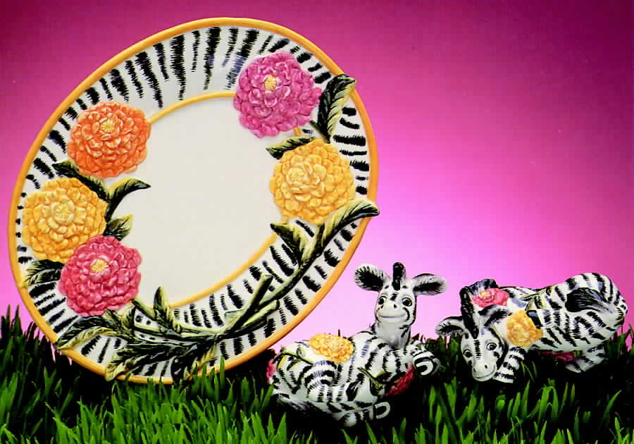 Zebra & Zennias Canape Plate by Fitz & Floyd-1