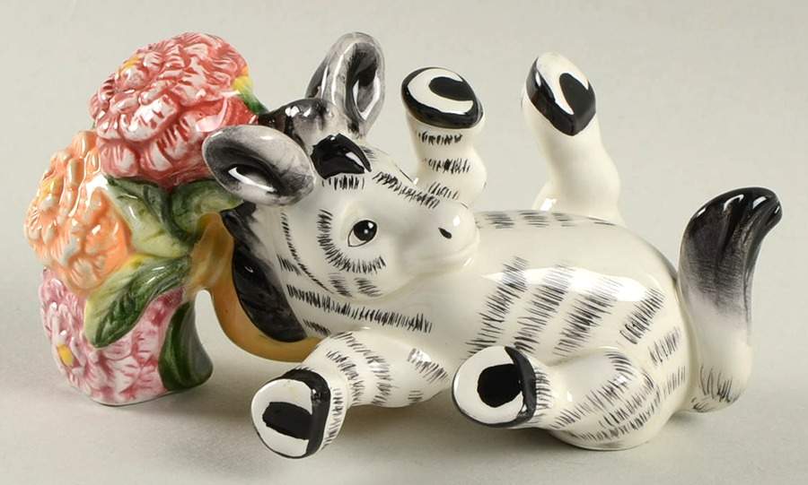 Zebra & Zennias Zebra Tumbler Figurine on His Back by Fitz & Floyd-1