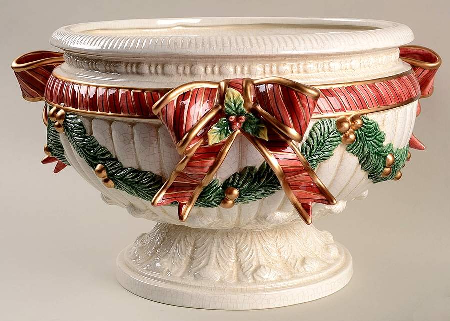 Aegean Christmas Large Cachepot by Fitz & Floyd-1