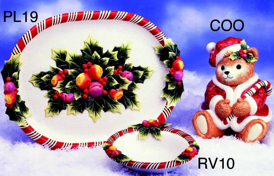 Peppermint Teddy 19" Oval Serving Platter by Fitz & Floyd-1