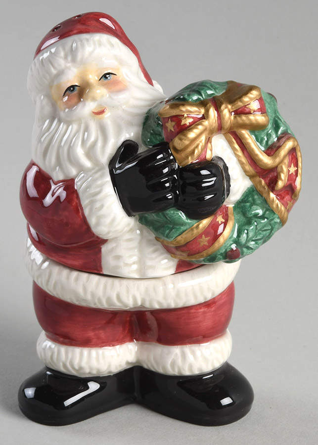 Santa with Wreath Salt & Pepper Set by Fitz & Floyd-1