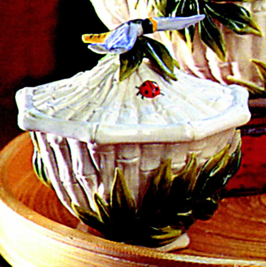 Bamboo Sugar Bowl & Lid by Fitz & Floyd-1