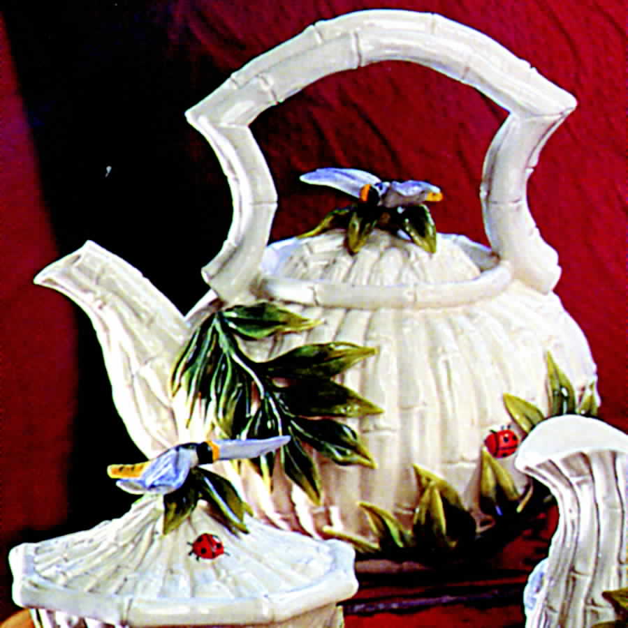Bamboo Teapot & Lid by Fitz & Floyd-1