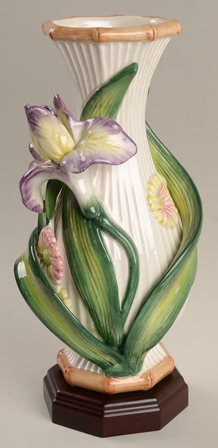 Egret & Wildflowers 9" Vase by Fitz & Floyd-1