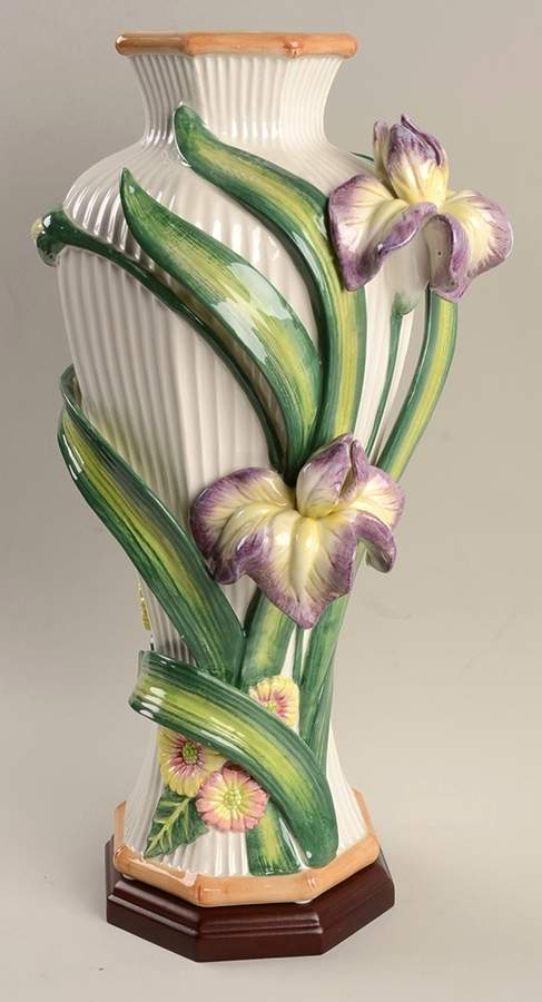 Egret & Wildflowers 14" Vase by Fitz & Floyd-1