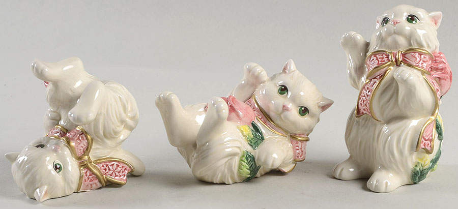 Kittens & Roses Tumbling Kitten Figurine - Set of 3 by Fitz & Floyd-1