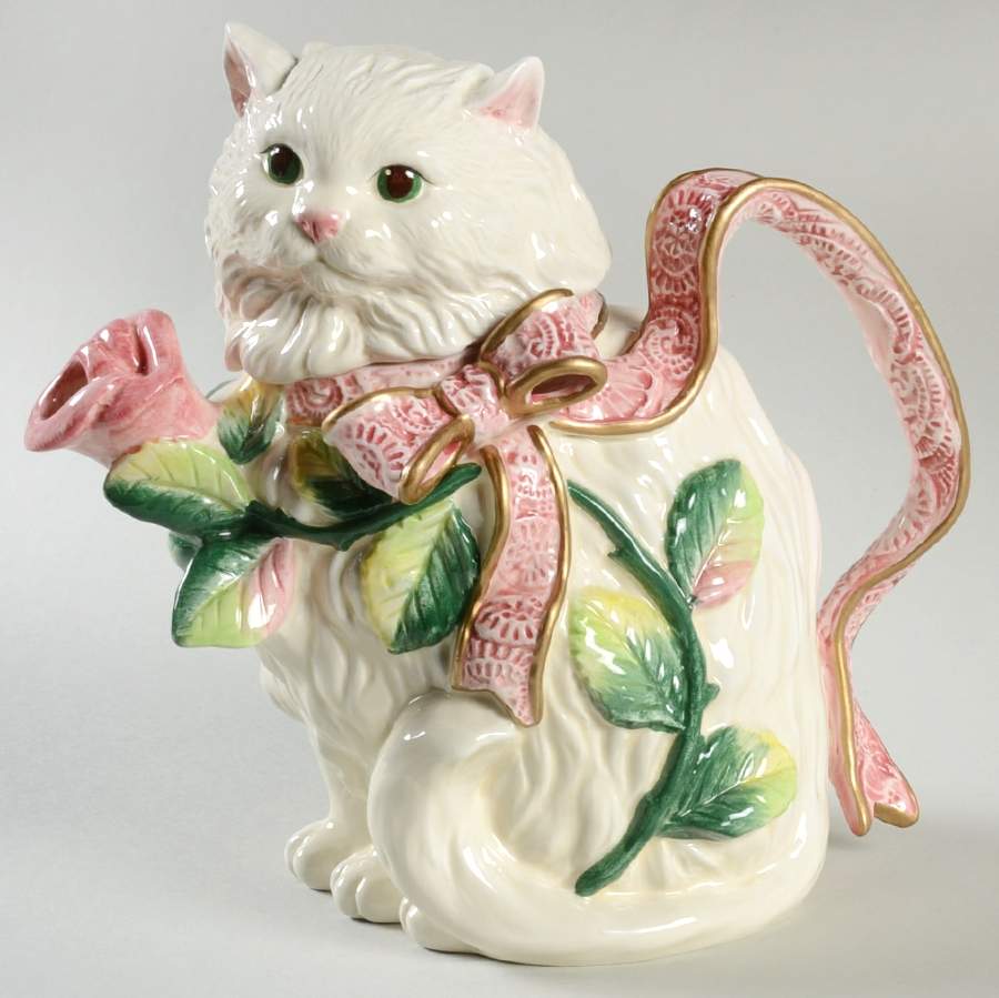 Kittens & Roses Teapot & Lid by Fitz & Floyd-1