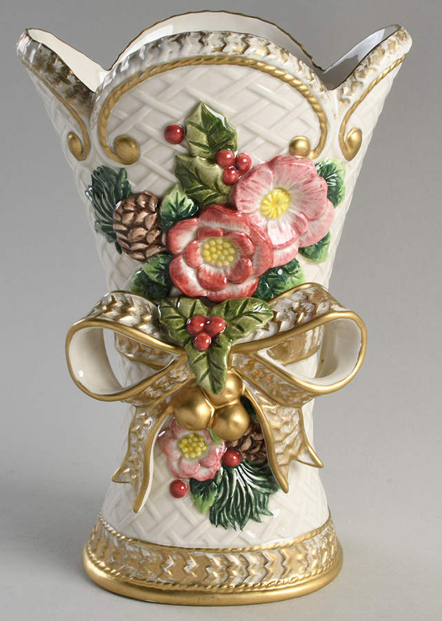Christmas Wreath 9" Vase by Fitz & Floyd-1