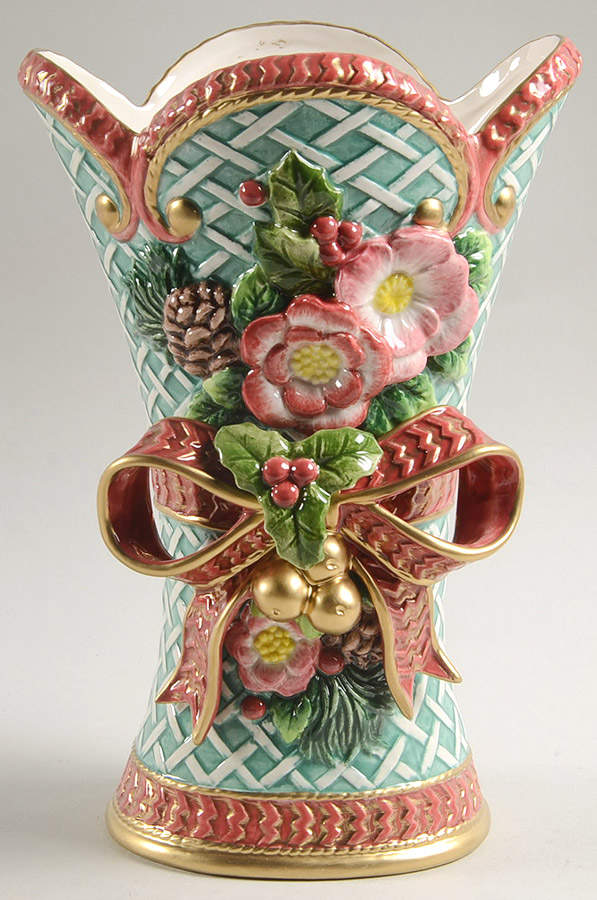 Christmas Wreath 9" Vase by Fitz & Floyd-1