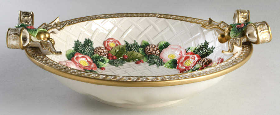 Christmas Wreath 13" Round Serving Bowl by Fitz & Floyd-1