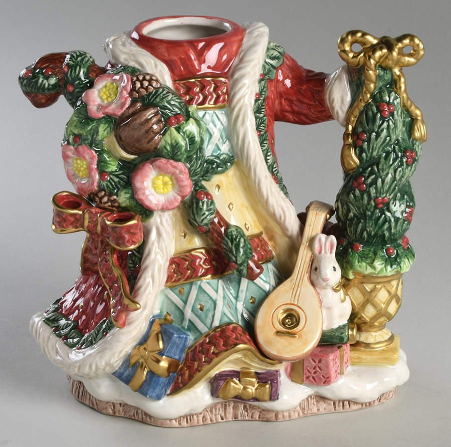 Christmas Wreath Figural Teapot No Lid by Fitz & Floyd-1