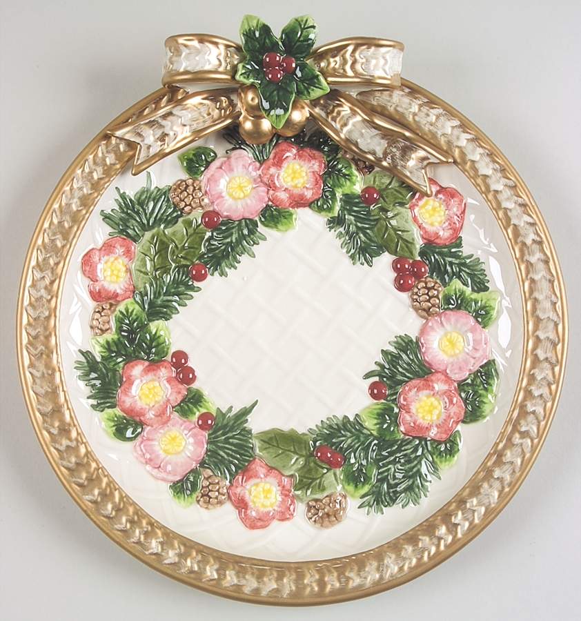 Christmas Wreath Accent Canape Plate by Fitz & Floyd-1