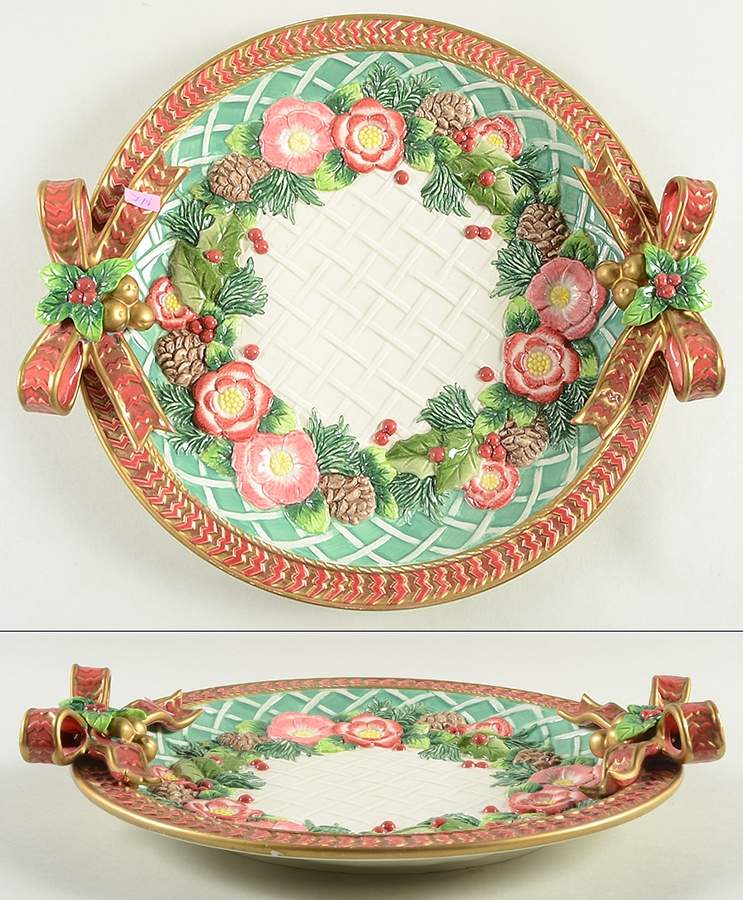 Christmas Wreath 13" Chop Plate (Round Platter) by Fitz & Floyd-1
