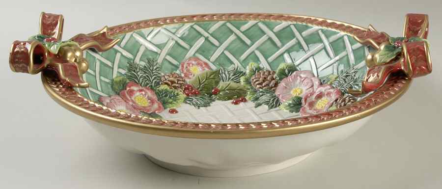 Christmas Wreath 13" Round Serving Bowl by Fitz & Floyd-1