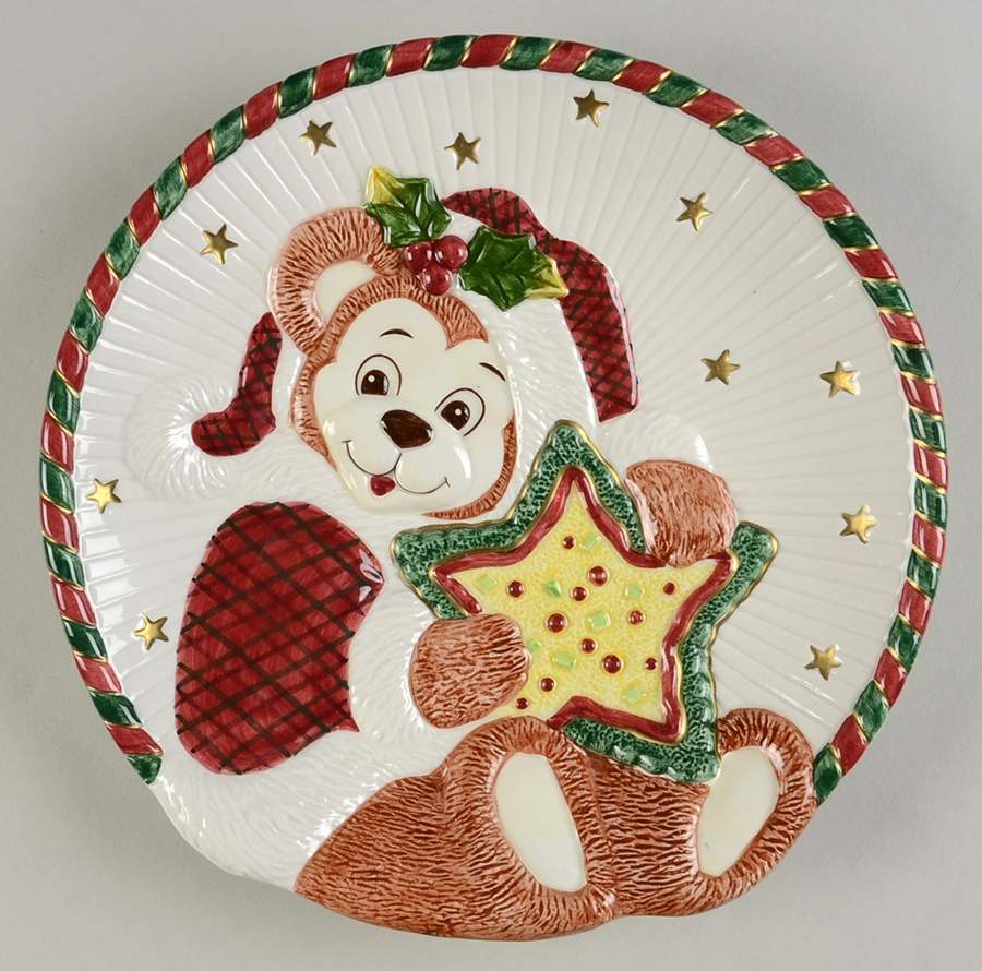 Twinkling Teddy Cookie Plate by Fitz & Floyd-1