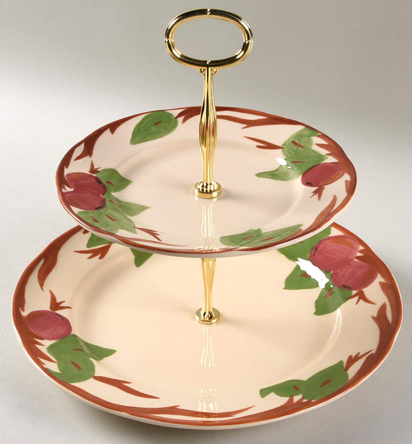 Apple (China,  Apple Backstamp) 6 5/8"-10"  2 Tiered Serving Tray (Dp, Sp) HC by Franciscan-1