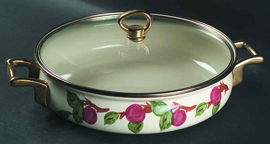 Apple (China,  Apple Backstamp) 2.5 Qt Metal 2 Handled Server & Lid by Franciscan-1