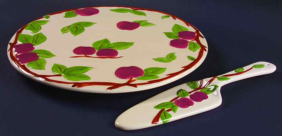 Apple (China,  Apple Backstamp) Cake Plate & Solid Ceramic Server Set (Boxed) by Franciscan-1
