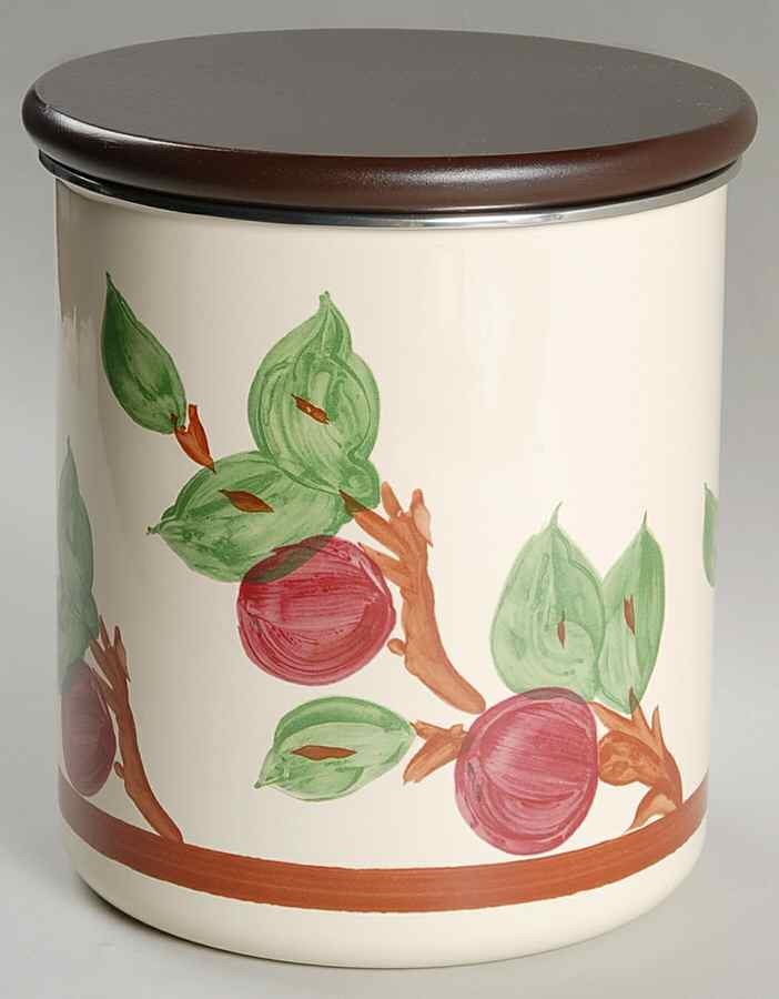 Apple (China,  Apple Backstamp) Large Metal Canister & Wood Lid by Franciscan-1
